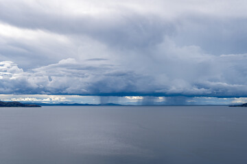 Obraz premium Panoramic view of Lake Titicaca from Taquile Island, Peru