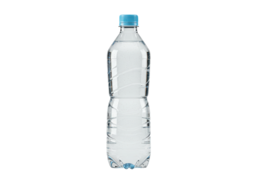 Isolated clear plastic bottle filled with pure fresh water, a healthy and refreshing drink