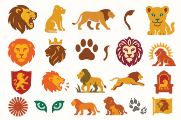 Lion Icons and Silhouettes Collection