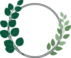 Obraz premium Elegant green leaf wreath frame floral border design elements vector