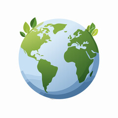 Planet Earth with green leaves symbolizing environmental protection and sustainability