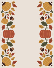 Autumn Pumpkin and Leaf Border Design