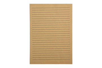 Vintage brown lined paper isolated on white background.