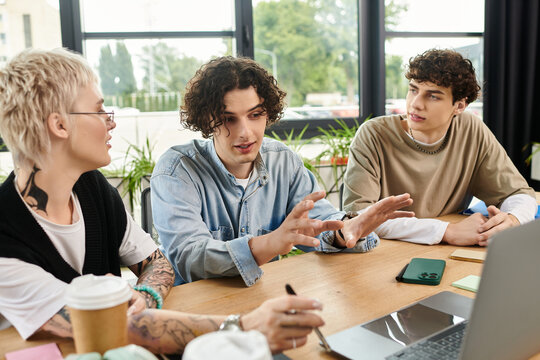 Engaging youth discussion in a modern office space with collaborative ideas being shared