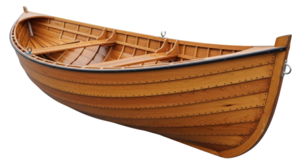 Isolated Wooden Rowboat: Classic Watercraft