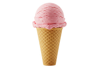 Isolated Strawberry Ice Cream Cone Dessert Ready to Eat Treat Waffle Sweet Food Item