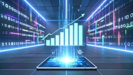 Digital Growth: Tablet Displaying Financial Chart with Rising Arrow - Powered by Adobe