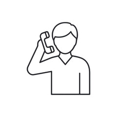 Illustration of a line icon of a person holding a phone to their ear