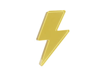 Isolated Yellow Lightning Bolt Symbol Representing Electricity, Power, and Energy, 3D Rendering