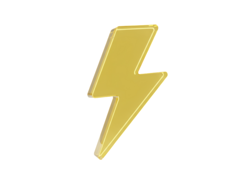 Isolated Yellow Lightning Bolt Symbol Representing Electricity, Power, and Energy, 3D Rendering