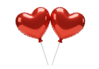 Isolated Red heart-shaped foil balloons together Valentine's celebration love expression