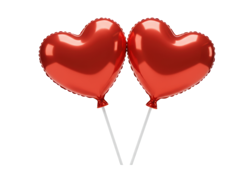 Isolated Red heart-shaped foil balloons together Valentine's celebration love expression - Powered by Adobe