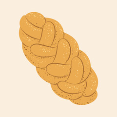 Fresh baked braided bread, ideal for bakery menus, holiday designs, or food illustrations.