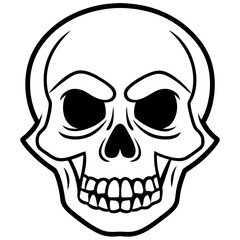 Fototapeta premium A human skull vector illustration with crossed bones, a spooky symbol of death, danger, and piracy