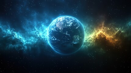 Obraz premium Earth Surrounded by Cosmic Nebulas in Space