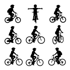 Obraz premium silhouettes of cyclist