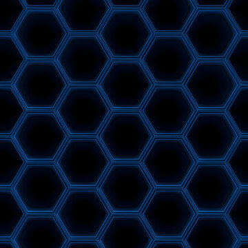 Blue hexagonal mesh abstract background with geometric honeycomb pattern design