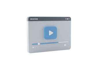 Isolated video player interface illustration, 3D render modern design for website elements