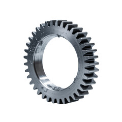 High-quality metallic gear with sharp teeth for mechanical applications and engineering designs transparent background