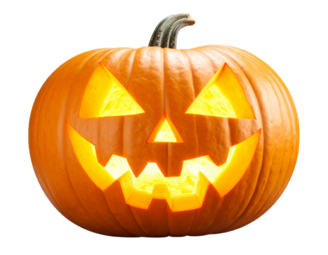 Glowing Jack O’ Lantern with Evil Grin Isolated PNG