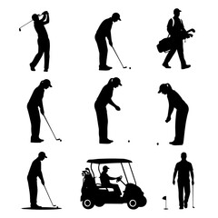 Set golf player silhouette vector