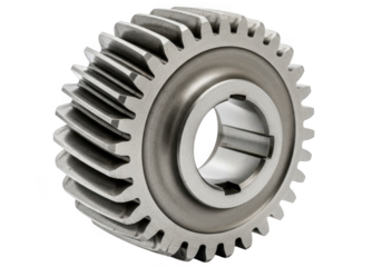 Close-up of a mechanical gear with precise teeth for power transmission systems transparent background