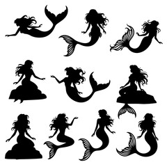 set of silhouettes of people