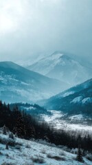 Obraz premium Misty winter mountain range