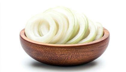 Onion slices in a ceramic bowl isolated