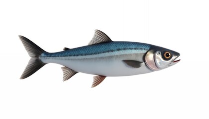 Fototapeta premium Blue and silver fish with detailed scales and fins seafood aquatic