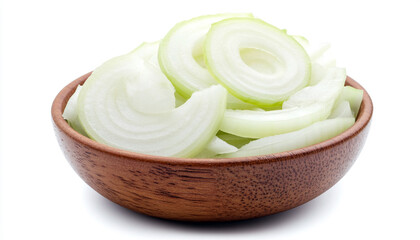 Onion slices in a ceramic bowl isolated