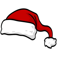 Santa Hat Christmas Red and White Cap Drawing Illustration