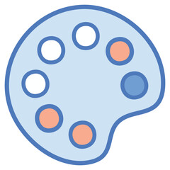 A professional and clean vector icon of a palette with a paint tube, conveying a sense of high-quality materials and professional art supplies.