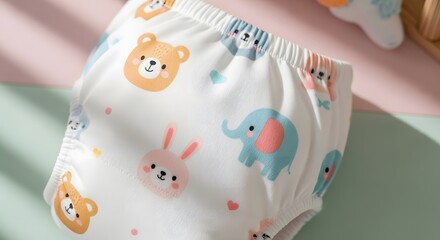Adorable waterproof training pants featuring cute animal designs for happy toddlers during potty training