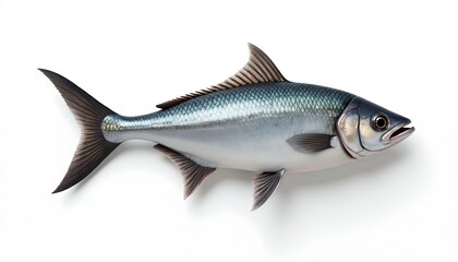 Naklejka premium Silver fish with dark fins and scales aquatic seafood