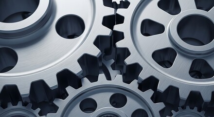 Close-up view of intricately detailed metal gears, showcasing their complex interconnections and precise engineering design.