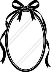 Elegant oval frame with ribbon bow delicate decorative border for invitations and cards vector