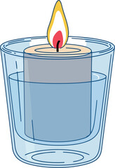 Floating candle in water filled glass holder cozy ambiance flame light vector