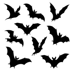bats silhouettes set