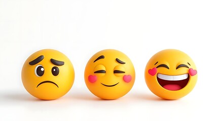 Collection of colorful 3D emoji faces showing love, joy, sadness, anger, surprise, and other emotions. Perfect for social media, chat, and digital communication designs