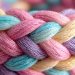 Colorful Twisted Yarn Rope in Pastel Shades Creating a Cozy and Decorative Textile Background for Craft and Design Projects