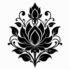 Floral Essence vector clean black silhouette design white background