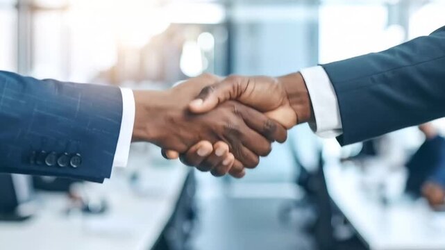 Business Handshake: Diverse Professionals Closing Deal in Office