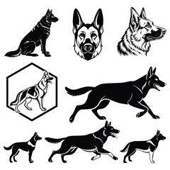 German Shepherd Silhouettes and Logos