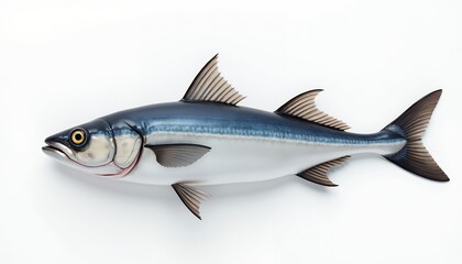 Obraz premium Sleek blue and silver fish with detailed fins and yellow eye marine life seafood