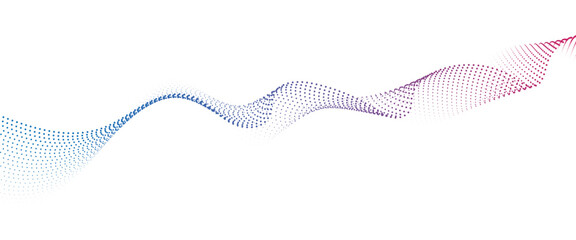 Flowing Dot Wave halftone gradient pattern on transparent background	