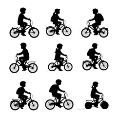 Fototapeta premium silhouette of a boy with a bicycle