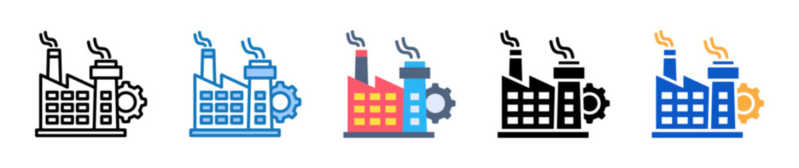 Factory multiple style icons set design vector illustration. 