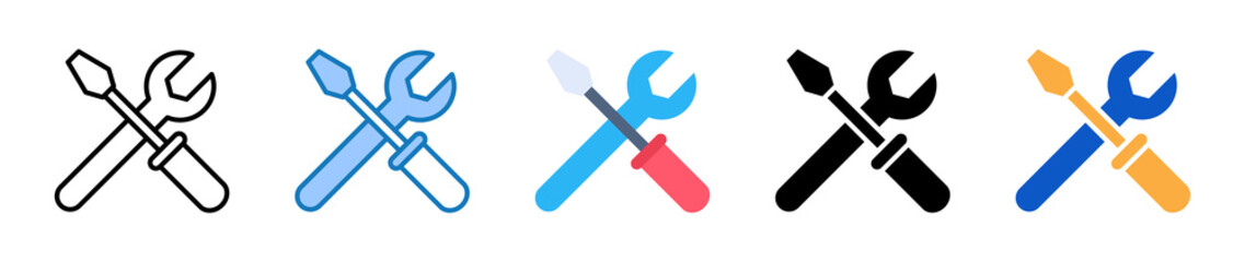Repair Tools multiple style icons set design vector illustration. 