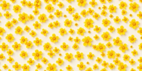 Elegant vector seamless pattern of small yellow flowers on white background; perfect for fashion prints and textile designs, prints, seamless flower pattern